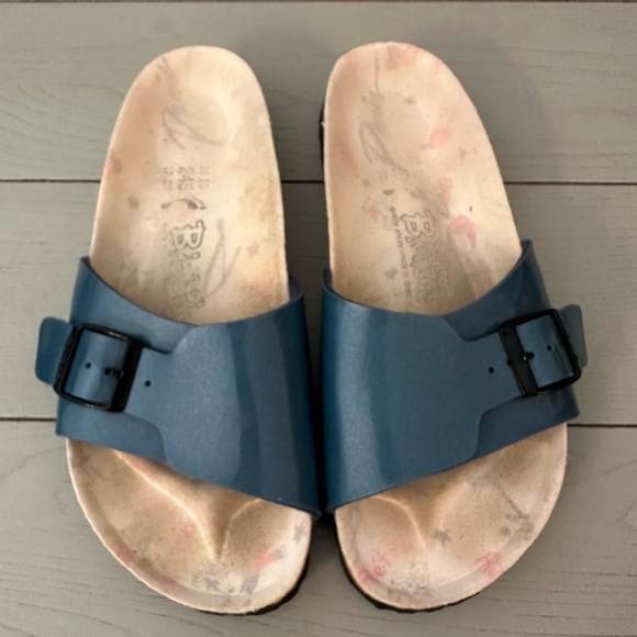 Birkenstock Birki's Metallic Blue Sandals 38 Sz 8 One Strap women’s EUC - Picture 10 of 12
